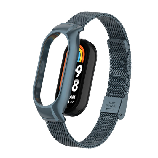 For Xiaomi Mi Band 8 Integrated Metal Case + Steel Mesh Buckle Watch Band(Titanium Gray) - Smart Wear by PMC Jewellery | Online Shopping South Africa | PMC Jewellery