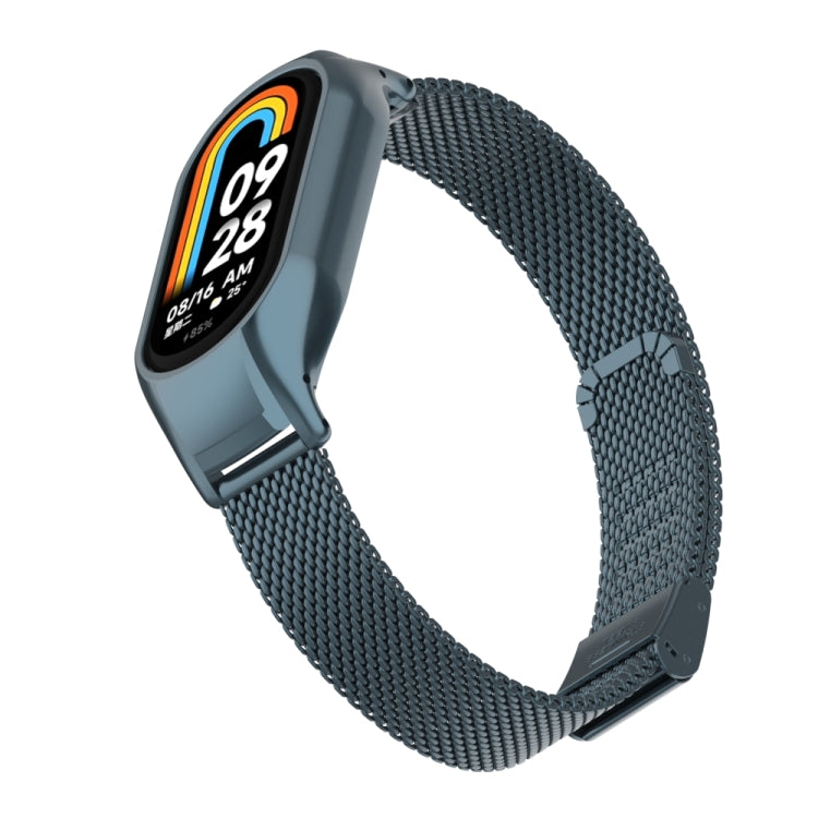 For Xiaomi Mi Band 8 Integrated Metal Case + Steel Mesh Buckle Watch Band(Titanium Gray) - Smart Wear by PMC Jewellery | Online Shopping South Africa | PMC Jewellery