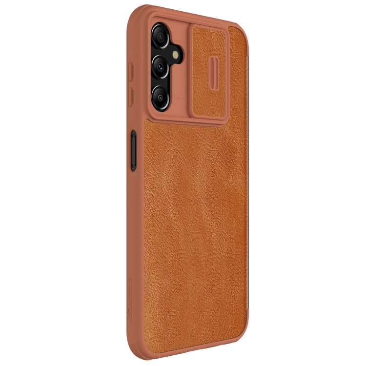 For Samsung Galaxy A14 4G NILLKIN QIN Series Pro Sliding Camera Cover Design Leather Phone Case(Brown) - Galaxy Phone Cases by NILLKIN | Online Shopping South Africa | PMC Jewellery