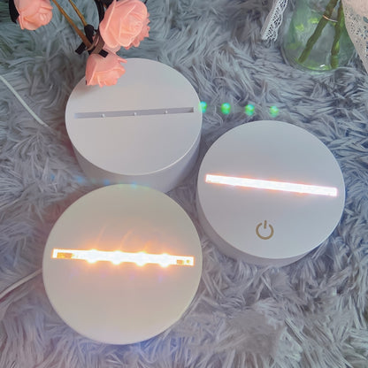 A189 LED Colorful 3D Night Light Bluetooth Speaker Base(White Round) - Desktop Speaker by PMC Jewellery | Online Shopping South Africa | PMC Jewellery