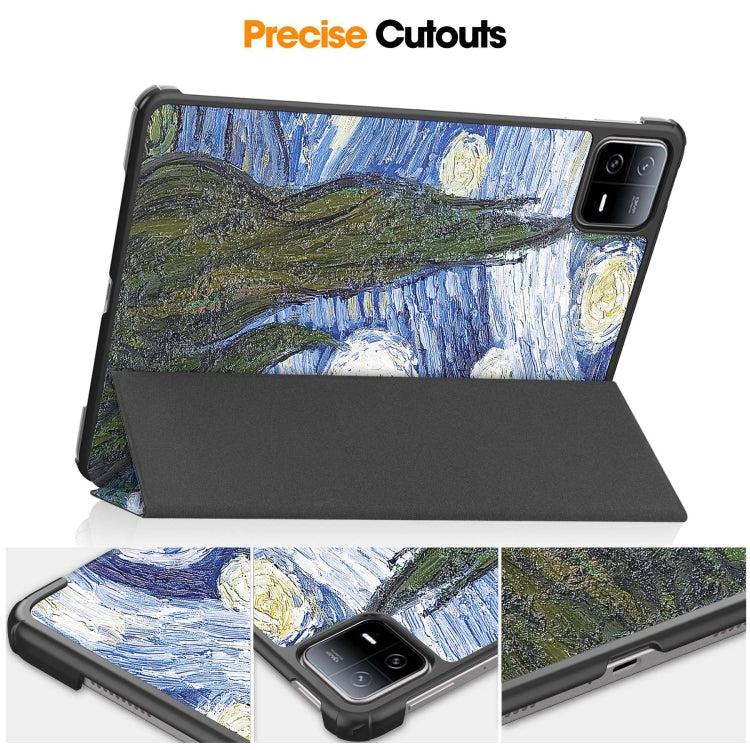 For Xiaomi Pad 6 / 6 Pro Custer Painted 3-Fold Stand Leather Smart Tablet Case(Starry Sky) - free shipping - PMC TechLife - Order now!