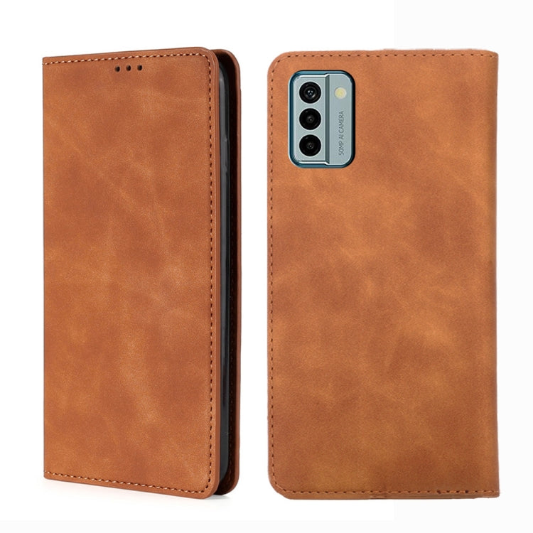 For Nokia G22 Skin Feel Magnetic Horizontal Flip Leather Phone Case(Light Brown) - Nokia Cases by PMC Jewellery | Online Shopping South Africa | PMC Jewellery