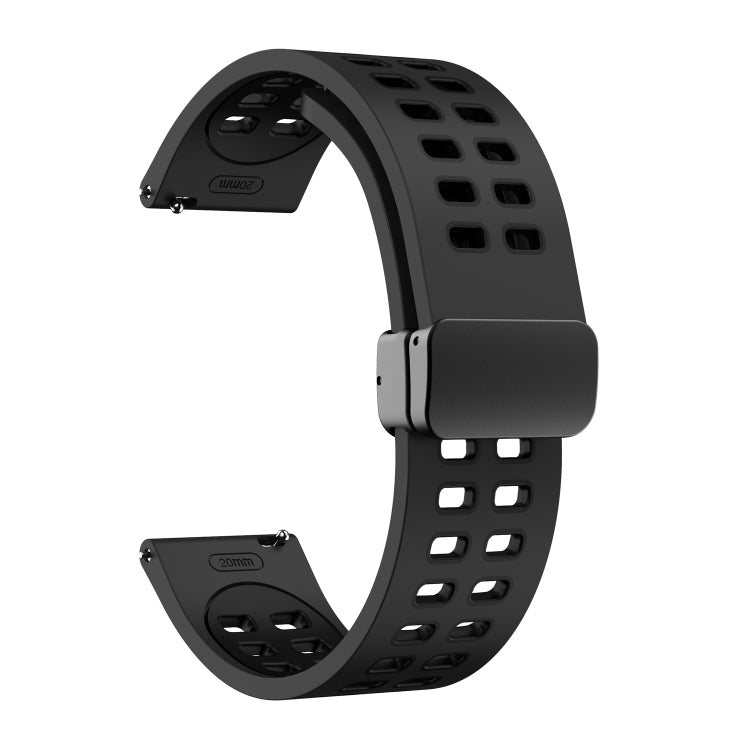 22mm Double-row Hole Folding Black Buckle Two-color Silicone Watch Band(Black) - Smart Wear by PMC Jewellery | Online Shopping South Africa | PMC Jewellery
