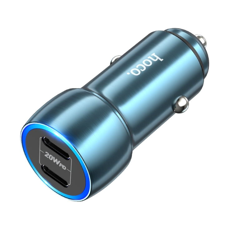 hoco Z48 Tough 40W Dual USB-C / Type-C Port Car Charger(Sapphire Blue) - Car Charger by hoco | Online Shopping South Africa | PMC Jewellery