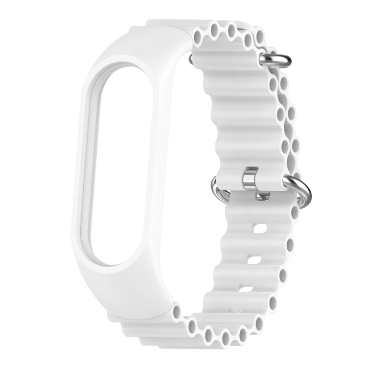 For Xiaomi Mi Band 7 / 6 / 5 / 4 / 3 Solid Color Marine Silicone Breathable Watch Band(White) - Smart Wear by PMC Jewellery | Online Shopping South Africa | PMC Jewellery