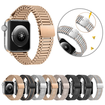 Chain Magnetic Stainless Steel Watch Band For Apple Watch Series 8&7 41mm / SE 2&6&SE&5&4 40mm / 3&2&1 38mm(Black+Rose Gold) - Smart Wear by PMC Jewellery | Online Shopping South Africa | PMC Jewellery