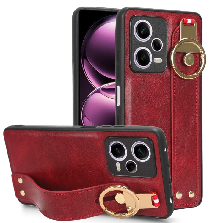 For Redmi Note 12 Pro 5G Global Wristband Leather Back Phone Case(Red) - free shipping - PMC TechLife - Order now!