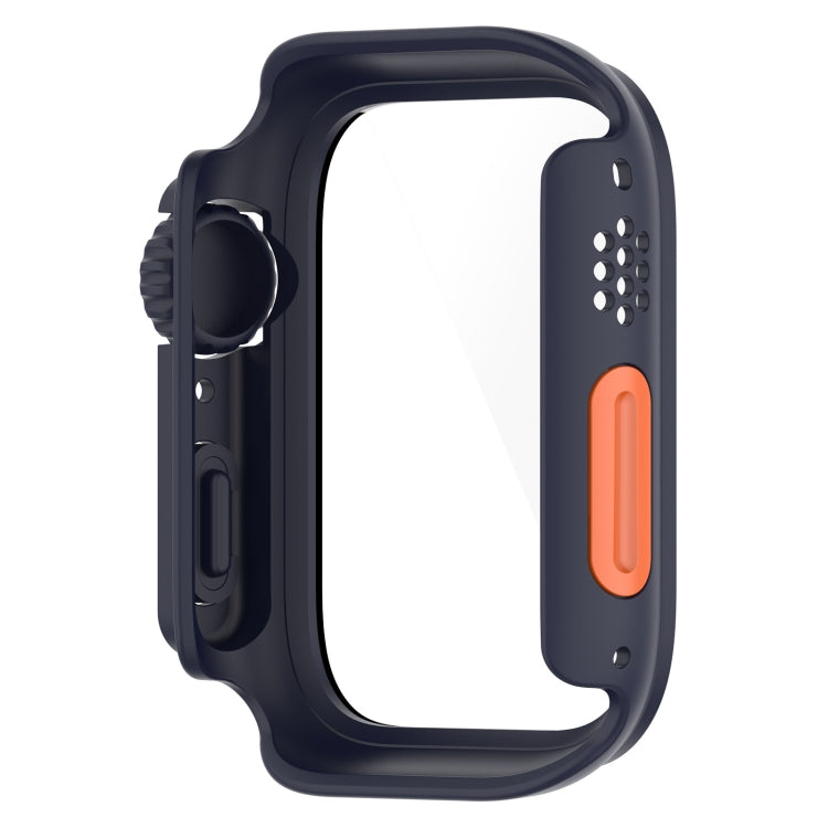 For Apple Watch Series SE 2 / 6 / SE / 5 / 4 44mm Tempered Film + PC Integrated Watch Protective Case(Midnight Blue) -  by PMC Jewellery | Online Shopping South Africa | PMC Jewellery