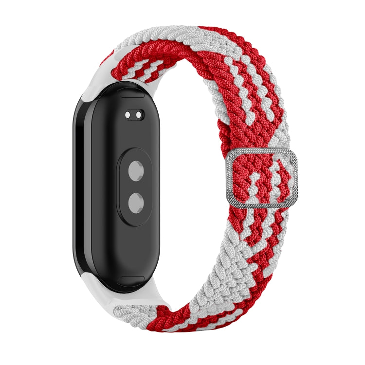 For Xiaomi Mi Band 8 Adjustable Nylon Braided Elasticity Watch Band(Red White) -  by PMC Jewellery | Online Shopping South Africa | PMC Jewellery