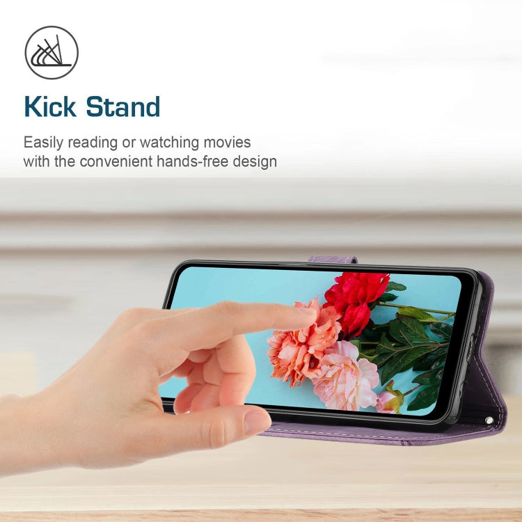 For Tecno Spark 10 Pro Skin Feel Stripe Pattern Leather Phone Case with Lanyard(Purple) - free shipping - PMC TechLife - Order now!