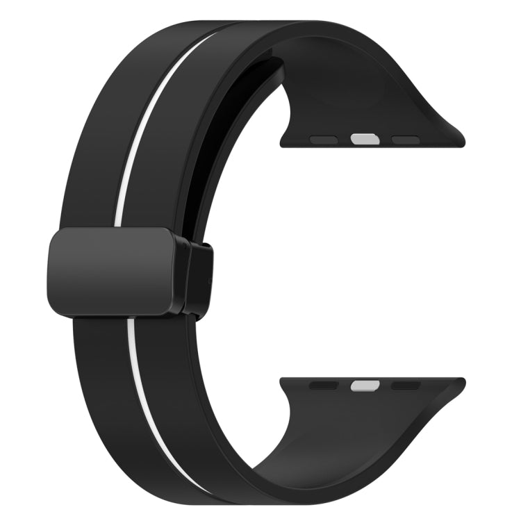 Two Color Folding Buckle Silicone Watch Band For Apple Watch 8 41mm(Black+White) -  by PMC TechLife | Online Shopping South Africa | PMC TechLife