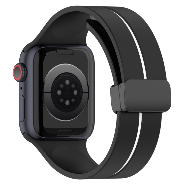Two Color Folding Buckle Silicone Watch Band For Apple Watch 7 41mm(Black+White) -  by PMC TechLife | Online Shopping South Africa | PMC TechLife