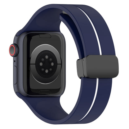 Two Color Folding Buckle Silicone Watch Band For Apple Watch SE 2022 44mm(Midnight Blue+White) -  by PMC Jewellery | Online Shopping South Africa | PMC Jewellery