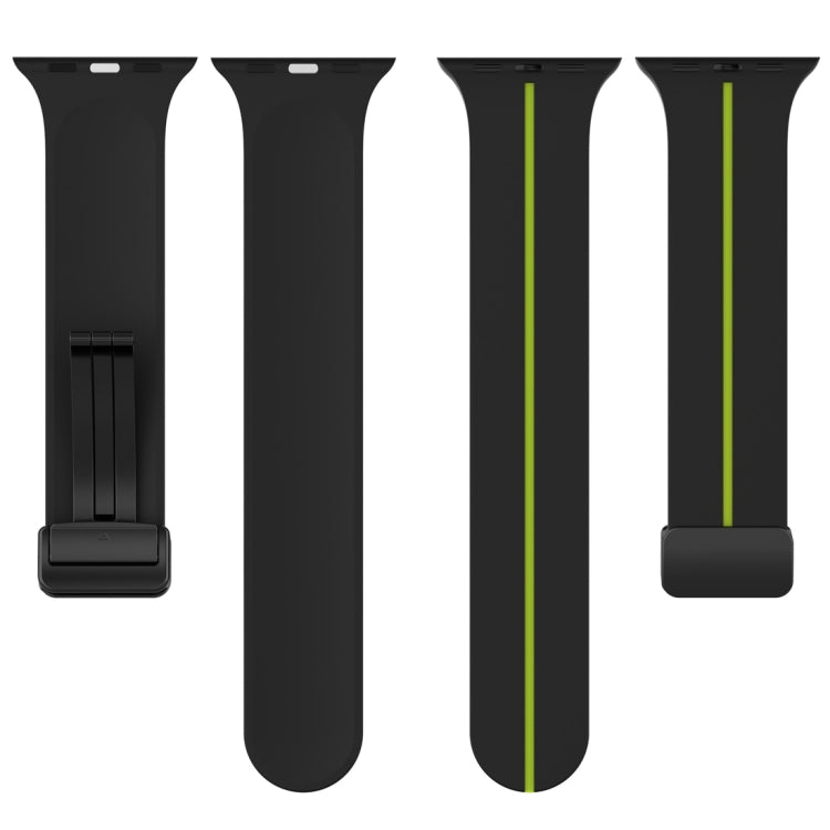 Two Color Folding Buckle Silicone Watch Band For Apple Watch SE 40mm(Black+Lime) -  by PMC Jewellery | Online Shopping South Africa | PMC Jewellery