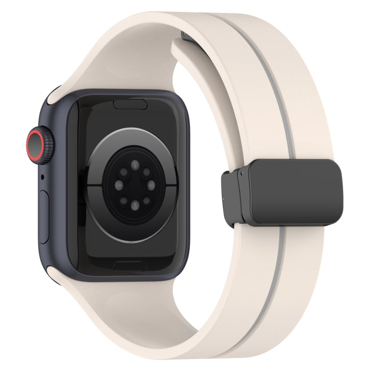 Two Color Folding Buckle Silicone Watch Band For Apple Watch SE 44mm(Starlight+Grey) -  by PMC TechLife | Online Shopping South Africa | PMC TechLife