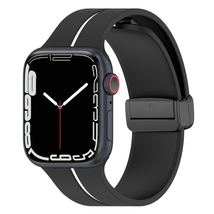 Two Color Folding Buckle Silicone Watch Band For Apple Watch 6 40mm(Black+White) - Watch Bands by PMC Jewellery | Online Shopping South Africa | PMC Jewellery