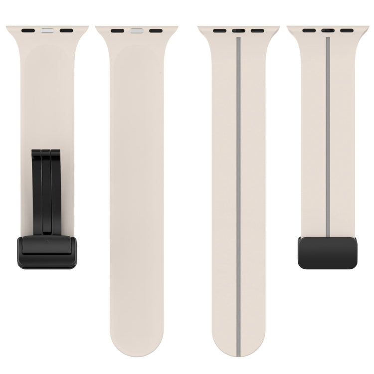 Two Color Folding Buckle Silicone Watch Band For Apple Watch 6 40mm(Starlight+Grey) -  by PMC TechLife | Online Shopping South Africa | PMC TechLife