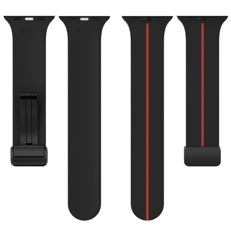 Two Color Folding Buckle Silicone Watch Band For Apple Watch 2 42 mm(Black+Red) -  by PMC Jewellery | Online Shopping South Africa | PMC Jewellery