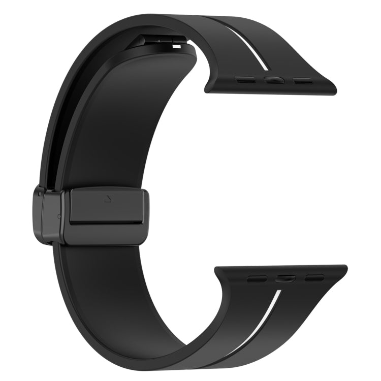 Two Color Folding Buckle Silicone Watch Band For Apple Watch 38mm(Black+White) -  by PMC Jewellery | Online Shopping South Africa | PMC Jewellery