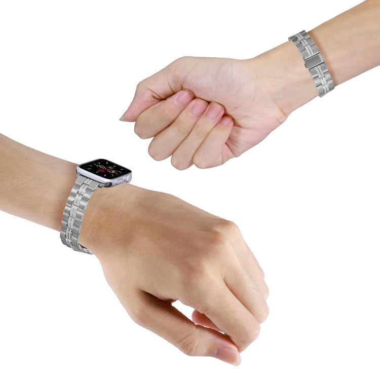 3-Beads Stripe Metal Watch Band For Apple Watch 7 45mm(Silver) -  by PMC TechLife | Online Shopping South Africa | PMC TechLife