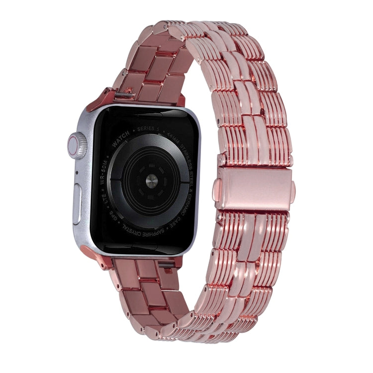 3-Beads Stripe Metal Watch Band For Apple Watch 4 44mm(Rose Pink) -  by PMC Jewellery | Online Shopping South Africa | PMC Jewellery