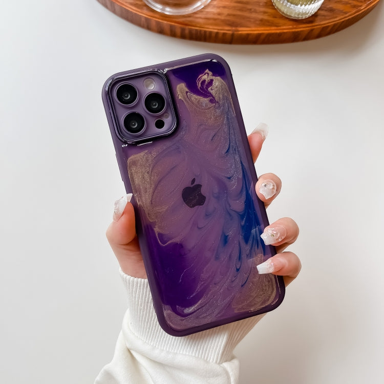 For iPhone 12 Pro Max Oil Painting Electroplating TPU Phone Case(Purple) - iPhone 12 Pro Max Cases by PMC Jewellery | Online Shopping South Africa | PMC Jewellery