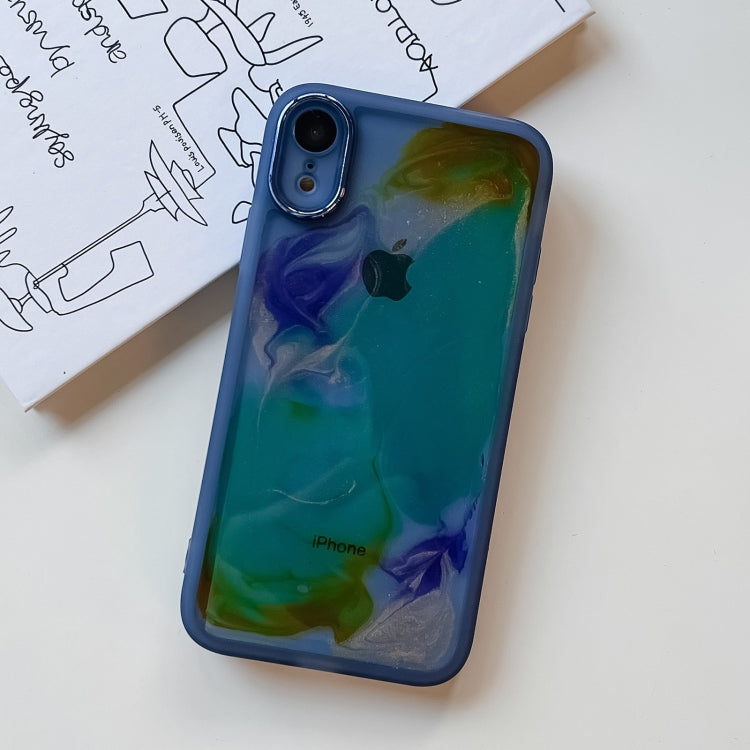 For iPhone XR Oil Painting Electroplating TPU Phone Case(Blue) - More iPhone Cases by PMC Jewellery | Online Shopping South Africa | PMC Jewellery