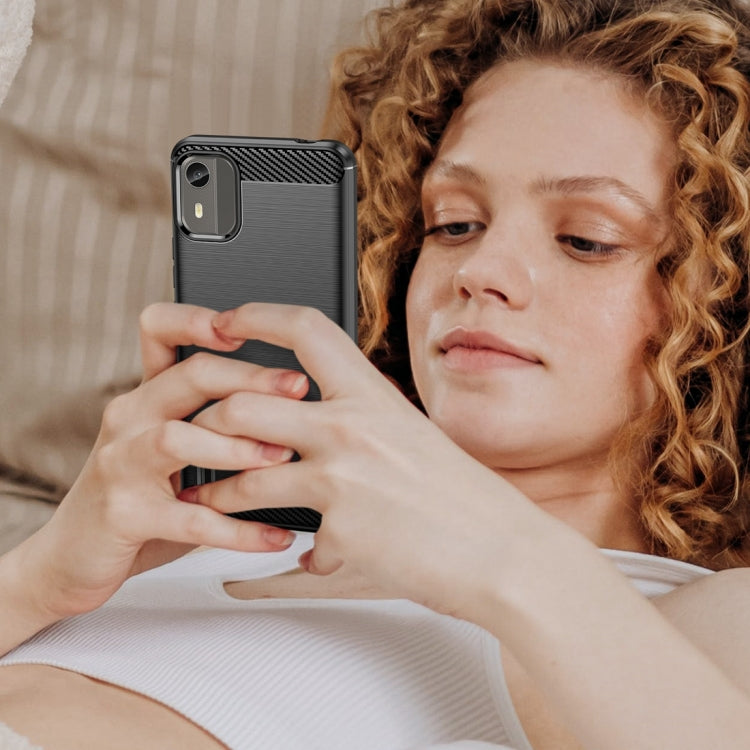For Nokia C12 Brushed Texture Carbon Fiber TPU Phone Case(Black) - free shipping - PMC TechLife - Order now!