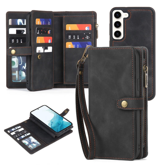 For Samsung Galaxy A70 Zipper Wallet Detachable MagSafe Leather Phone Case(Black) - Galaxy Phone Cases by PMC Jewellery | Online Shopping South Africa | PMC Jewellery