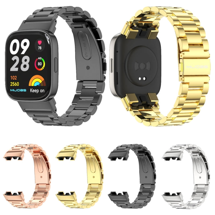 For Redmi Watch 3 Mijobs Three-Bead Metal Stainless Steel Watch Band(Black) -  by MIJOBS | Online Shopping South Africa | PMC Jewellery