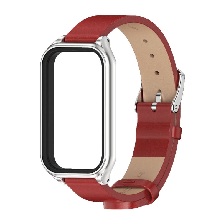 For Redmi Band 2 Mijobs Metal Shell Microfiber PU Leather Watch Band(Red Silver) -  by MIJOBS | Online Shopping South Africa | PMC Jewellery