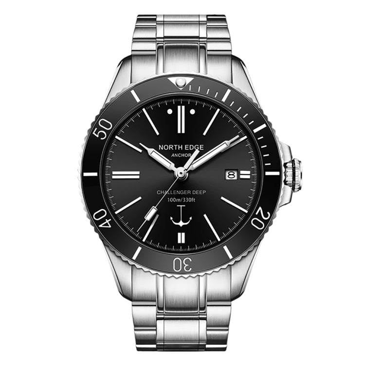 NORTH EDGE ANCHOR Men Outdoor 100m Waterproof Mechanical Watch(Black) - Metal Strap Watches by NORTH EDGE | Online Shopping South Africa | PMC Jewellery