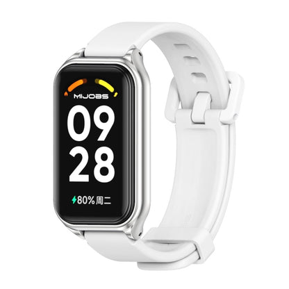 For Redmi Band 2 Mijobs Metal Shell Silicone Watch Band(White Silver) -  by MIJOBS | Online Shopping South Africa | PMC Jewellery