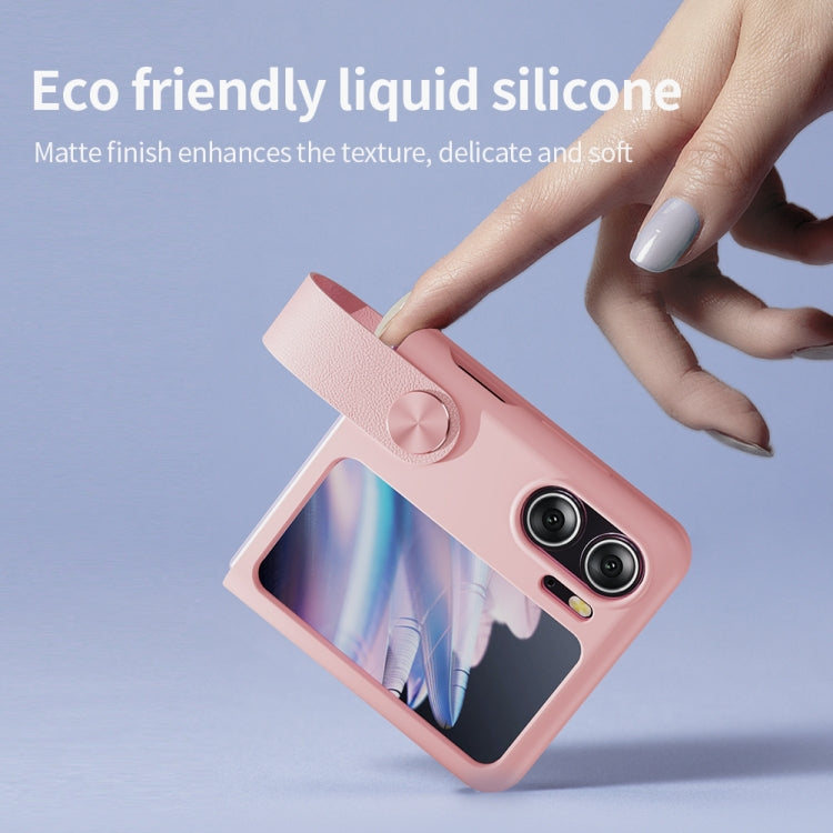 For OPPO Find N2 Flip NILLKIN Skin Feel Liquid Silicone Phone Case With Finger Strap(Pink) - Find N2 Flip Cases by NILLKIN | Online Shopping South Africa | PMC Jewellery