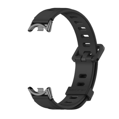 For Xiaomi Mi Band 8 Mijobs Flat Hole Breathable Silicone Watch Band(Black) -  by MIJOBS | Online Shopping South Africa | PMC Jewellery