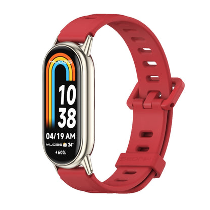 For Xiaomi Mi Band 8 Mijobs Flat Hole Breathable Silicone Watch Band(Red+Light Gold) -  by MIJOBS | Online Shopping South Africa | PMC Jewellery