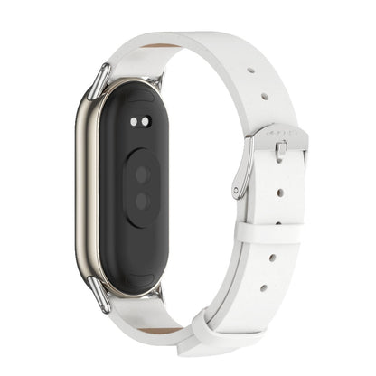 For Xiaomi Mi Band 8 Mijobs Microfiber PU Leather Watch Band(White Silver) -  by MIJOBS | Online Shopping South Africa | PMC Jewellery