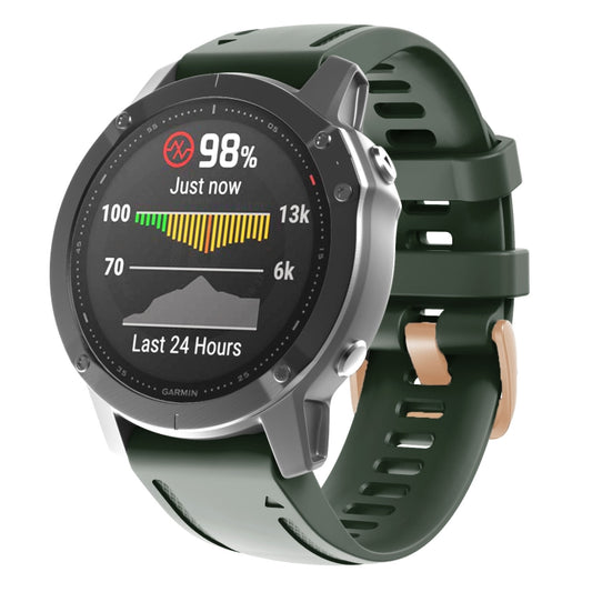 For Garmin Fenix 7S / 6S Pro / 5S Plus 20mm Rose Gold Buckle Silicone Watch Band(Army Green) - Watch Bands by PMC Jewellery | Online Shopping South Africa | PMC Jewellery