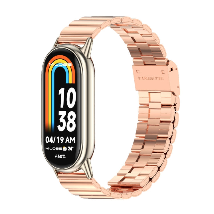 For Xiaomi Mi Band 8 Mijobs Bamboo Buckle Stainless Steel Watch Band(Rose Gold+Light Gold) -  by MIJOBS | Online Shopping South Africa | PMC Jewellery