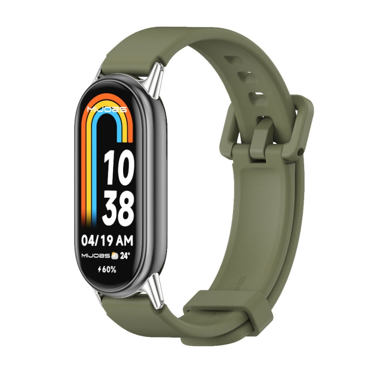 For Xiaomi Mi Band 8 Mijobs Silicone Breathable Watch Band(Army Green+Silver) -  by MIJOBS | Online Shopping South Africa | PMC Jewellery