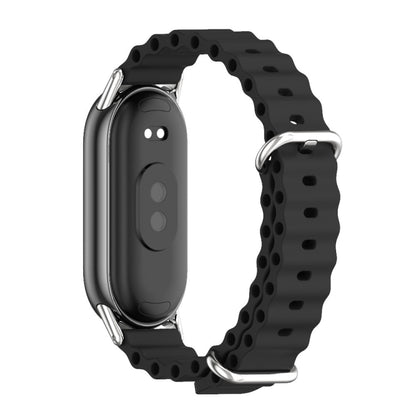 For Xiaomi Mi Band 8 Mijobs Marine Silicone Breathable Watch Band(Black Silver) -  by MIJOBS | Online Shopping South Africa | PMC Jewellery