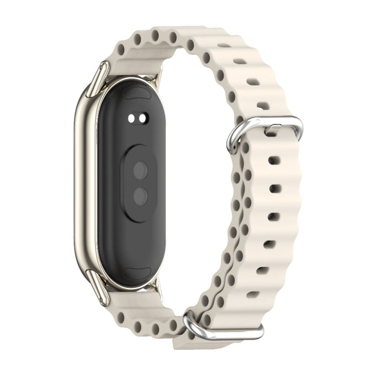 For Xiaomi Mi Band 8 Mijobs Marine Silicone Breathable Watch Band(Grey Light Gold) -  by MIJOBS | Online Shopping South Africa | PMC Jewellery