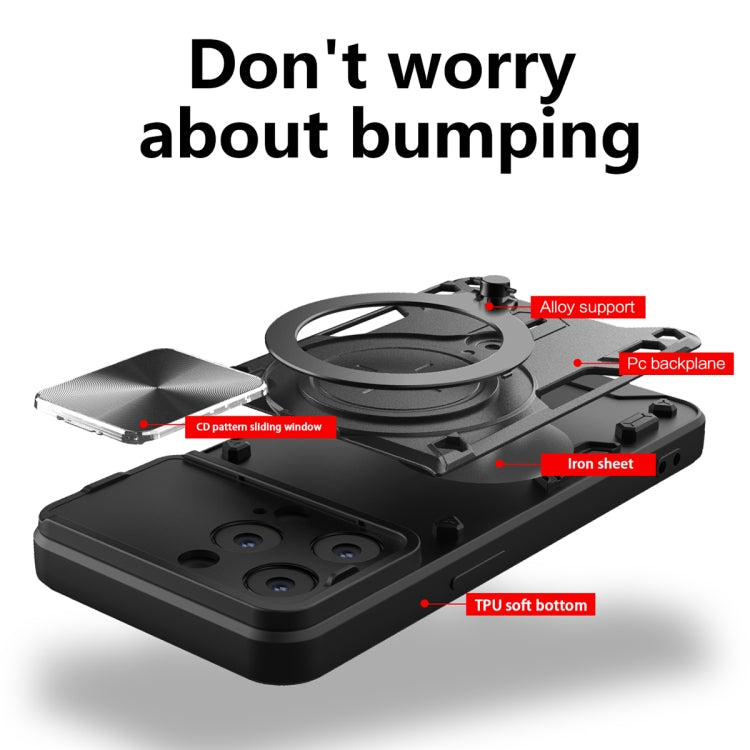 For iPhone 14 Pro CD Texture Sliding Camshield Magnetic Holder Phone Case(Red) - free shipping - PMC TechLife - Order now!