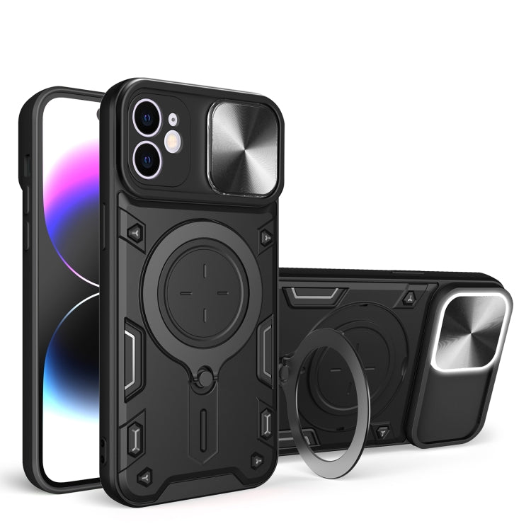 For iPhone 12 CD Texture Sliding Camshield Magnetic Holder Phone Case(Black) - free shipping - PMC TechLife - Order now!