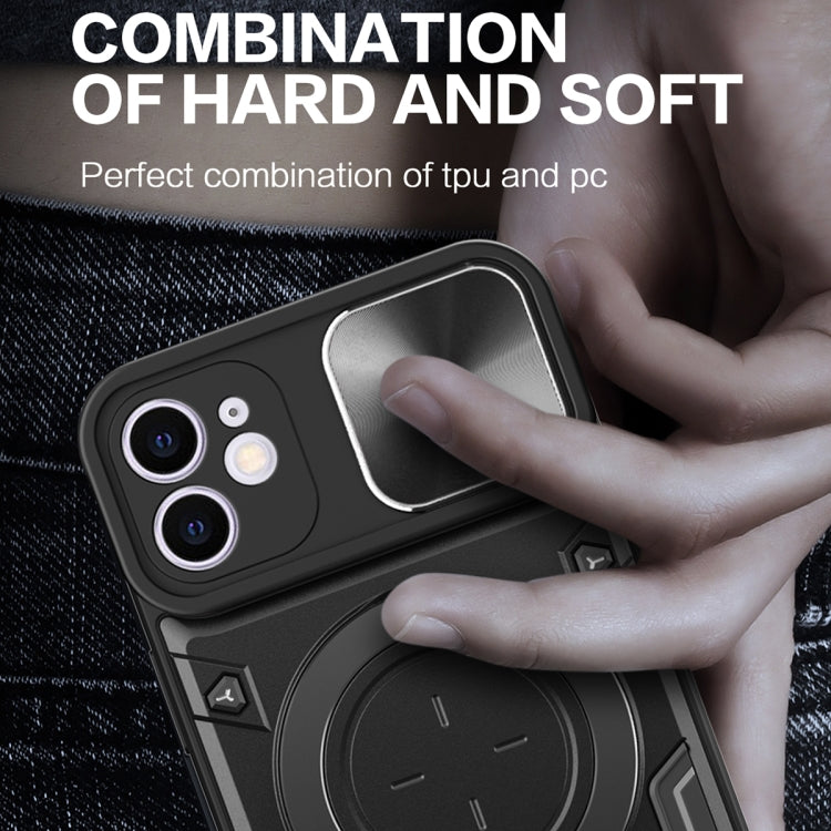 For iPhone 12 CD Texture Sliding Camshield Magnetic Holder Phone Case(Blue) - free shipping - PMC TechLife - Order now!