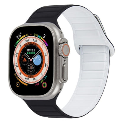 For Apple Watch 7 41mm Loop Magnetic Silicone Watch Band(Black White) - Watch Bands by PMC Jewellery | Online Shopping South Africa | PMC Jewellery