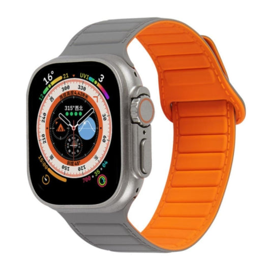 For Apple Watch 6 40mm Loop Magnetic Silicone Watch Band(Grey Orange) - Watch Bands by PMC Jewellery | Online Shopping South Africa | PMC Jewellery