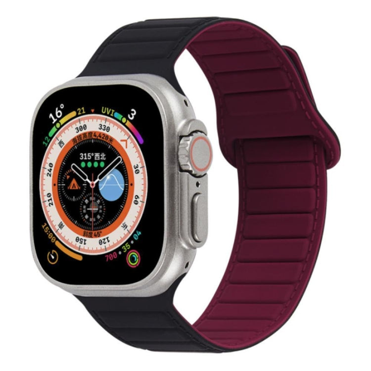 For Apple Watch 38mm Loop Magnetic Silicone Watch Band(Black Wine Red) - Watch Bands by PMC Jewellery | Online Shopping South Africa | PMC Jewellery