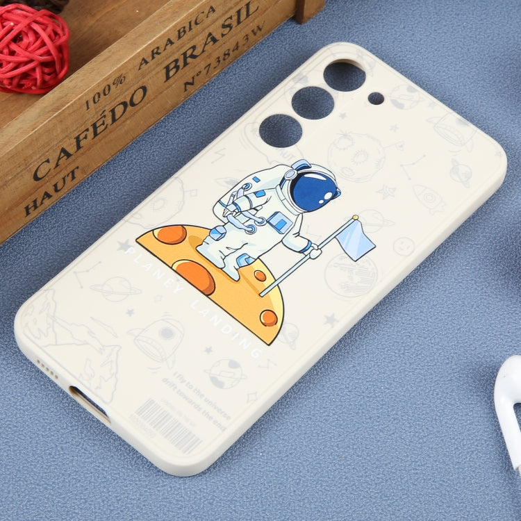 For Samsung Galaxy S10 Astronaut Pattern Silicone Straight Edge Phone Case(Planet Landing-White) - free shipping - PMC TechLife - Order now!