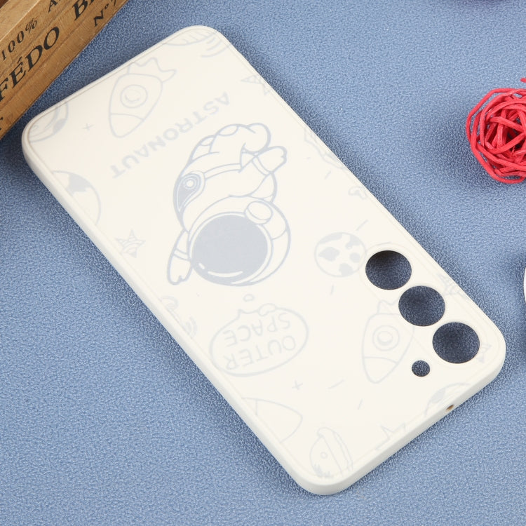 For Samsung Galaxy A91 Astronaut Pattern Silicone Straight Edge Phone Case(Flying Astronaut-White) - free shipping - PMC TechLife - Order now!